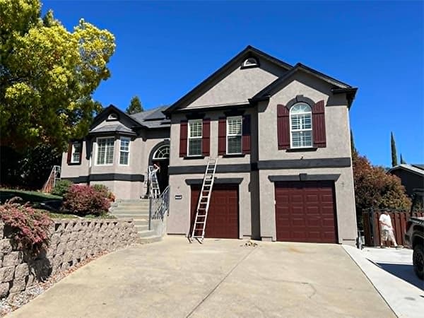 Exterior house painting El Dorado County Placer County by Dowell's Painting CA Freshly painted two-story home exterior by Dowell's Painting